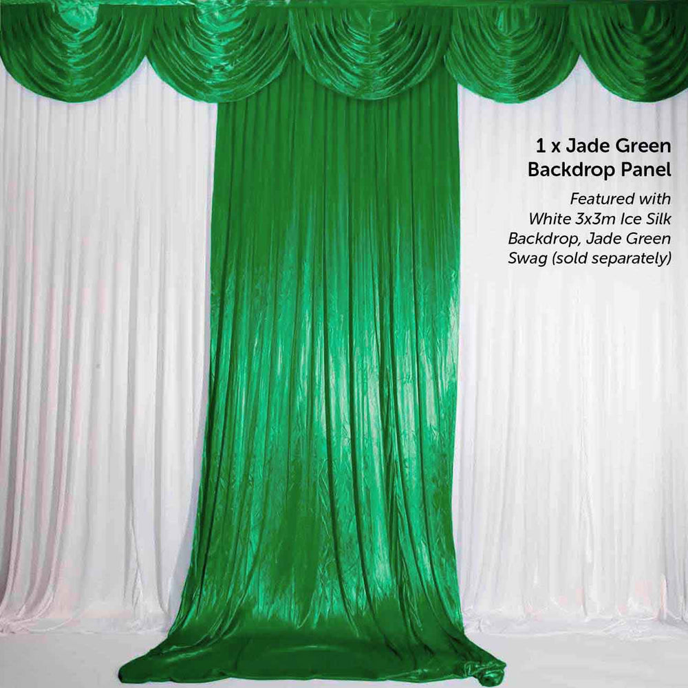 Ice Silk Satin Convertible Backdrop Panel - Dark Green (1x3m) with optional jade swag