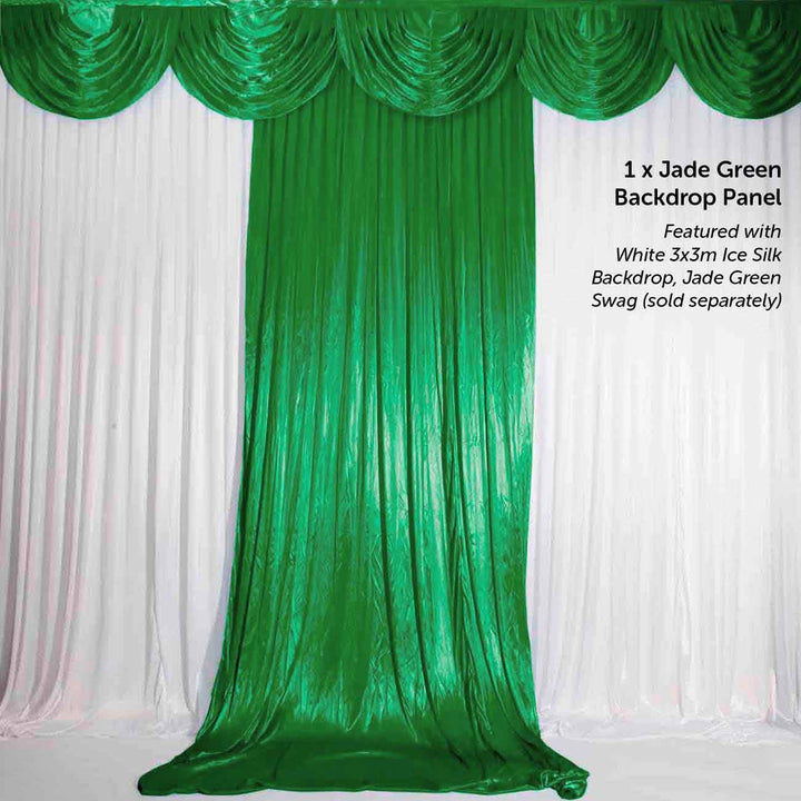 Ice Silk Satin Convertible Backdrop Panel - Dark Green (1x3m) with optional jade swag