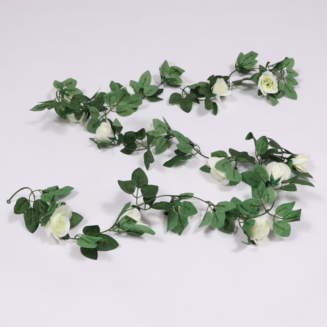 CLEARANCE Rose Artificial Flower Vine - 6cm Head - White (2.2m)