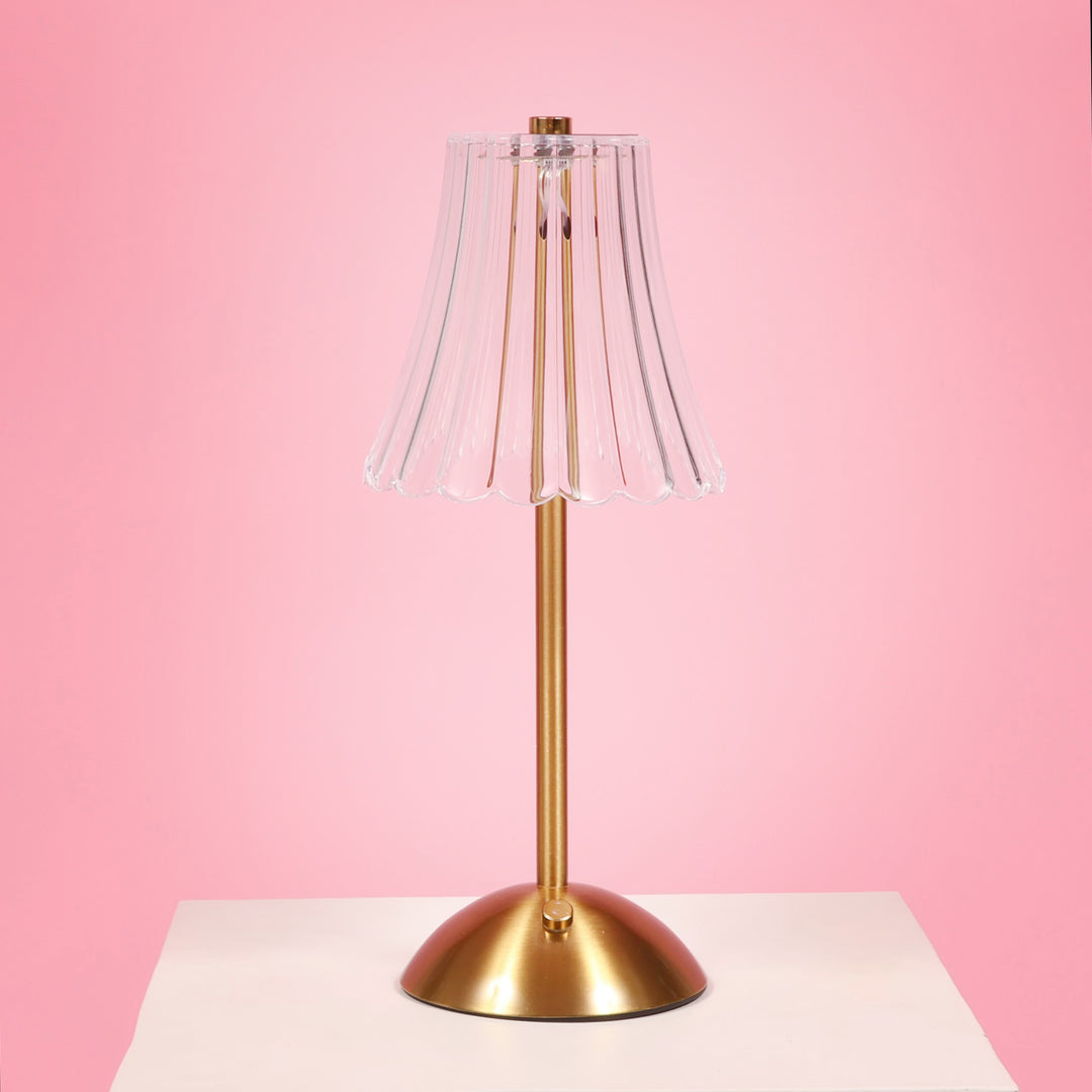 Portable Rechargeable Table Lamp - Clear Ribbed Shade