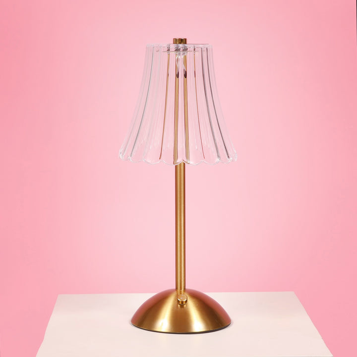 Portable Rechargeable Table Lamp - Clear Ribbed Shade