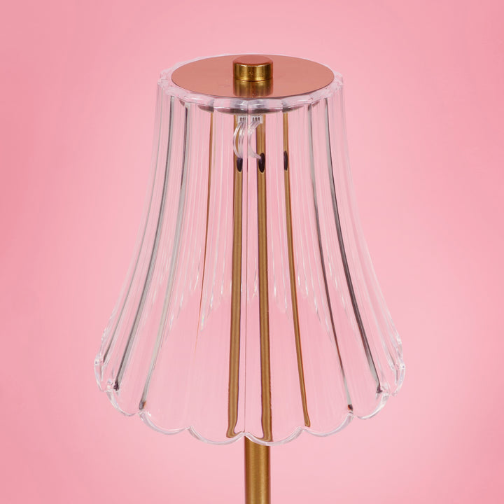 Portable Rechargeable Table Lamp - Clear Ribbed Shade