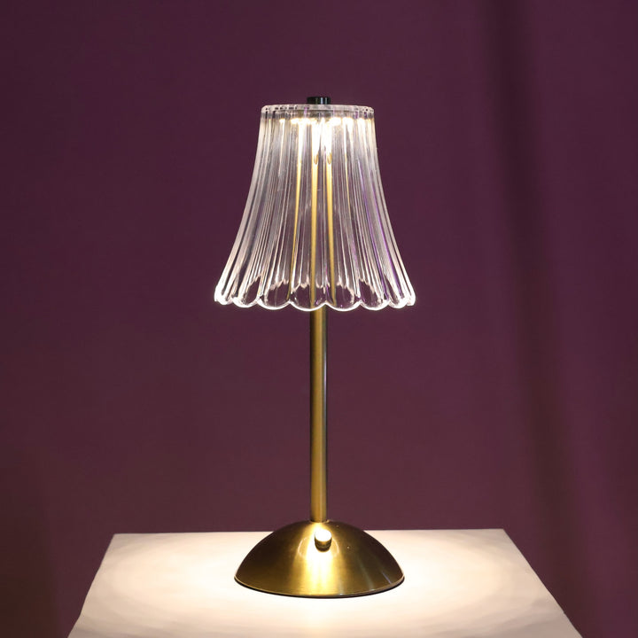 Portable Rechargeable Table Lamp - Clear Ribbed Shade