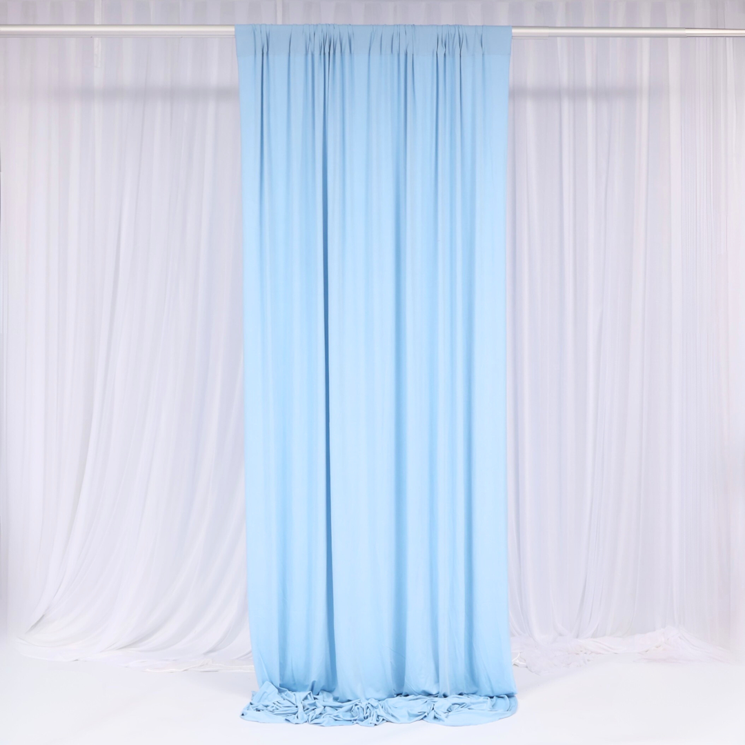 Lycra Backdrop Convertible Panels - Light Blue (1.6x3m), single panel gathered at top