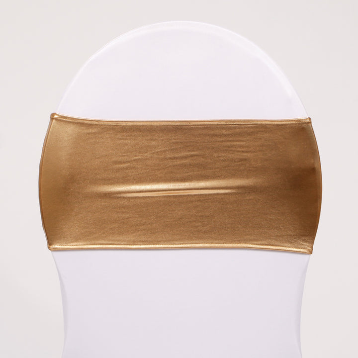 Lycra Chair Bands - Metallic Gold, back