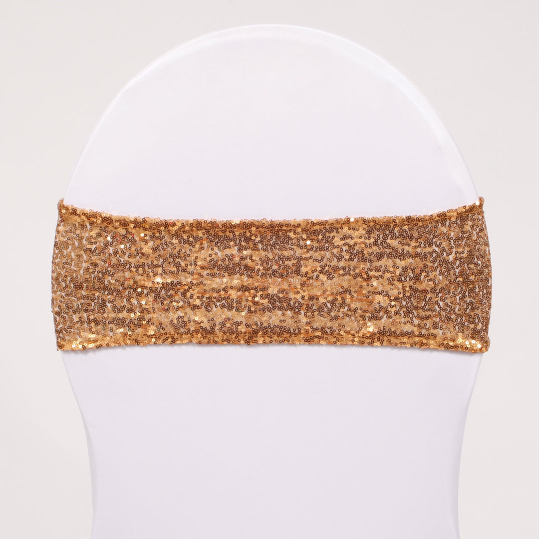 Sequin Lycra Chair Bands - Antique Gold