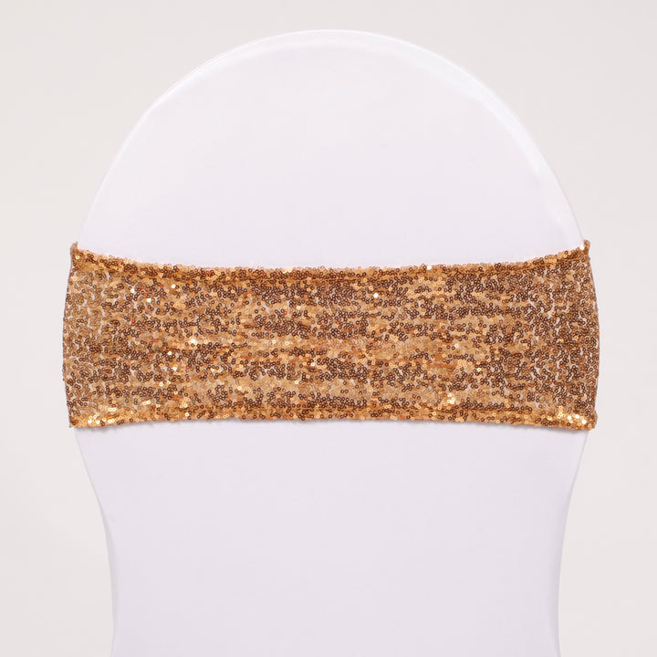 Sequin Lycra Chair Bands - Antique Gold