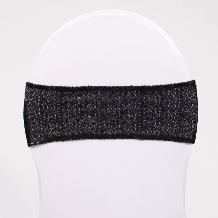 Sequin Lycra Chair Bands - Black