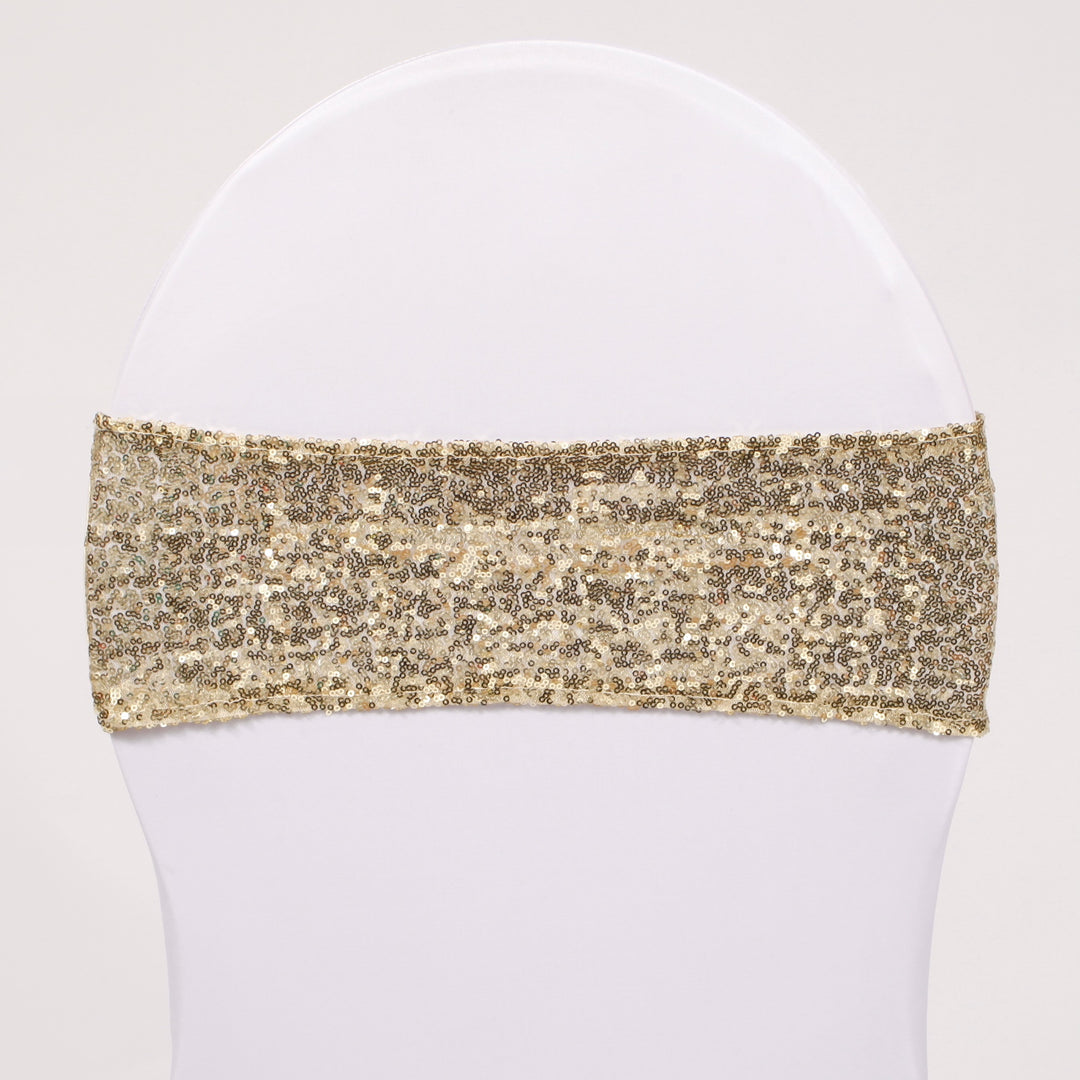 Sequin Lycra Chair Bands - Champagne Gold