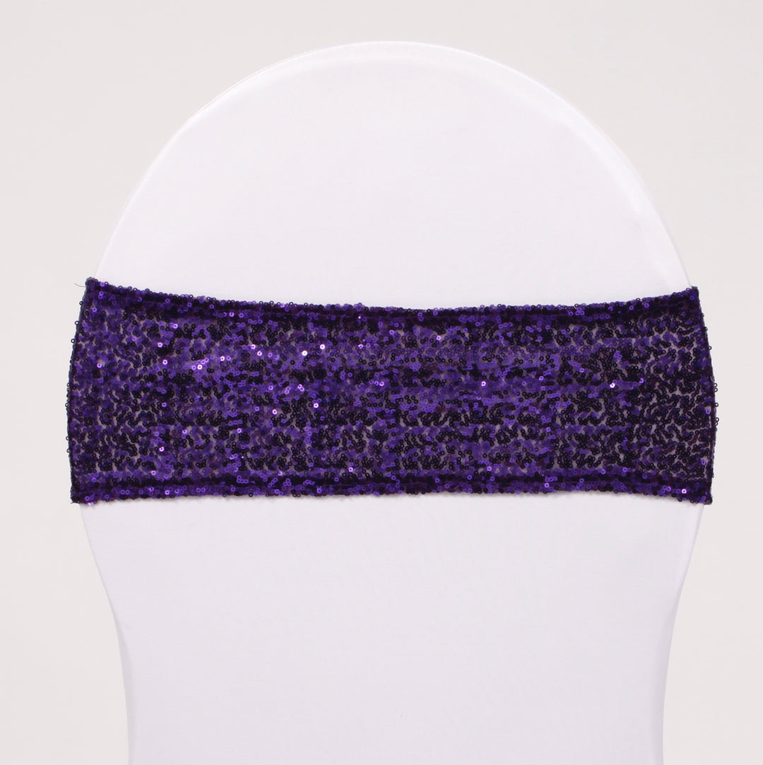 Sequin Lycra Chair Bands - Purple