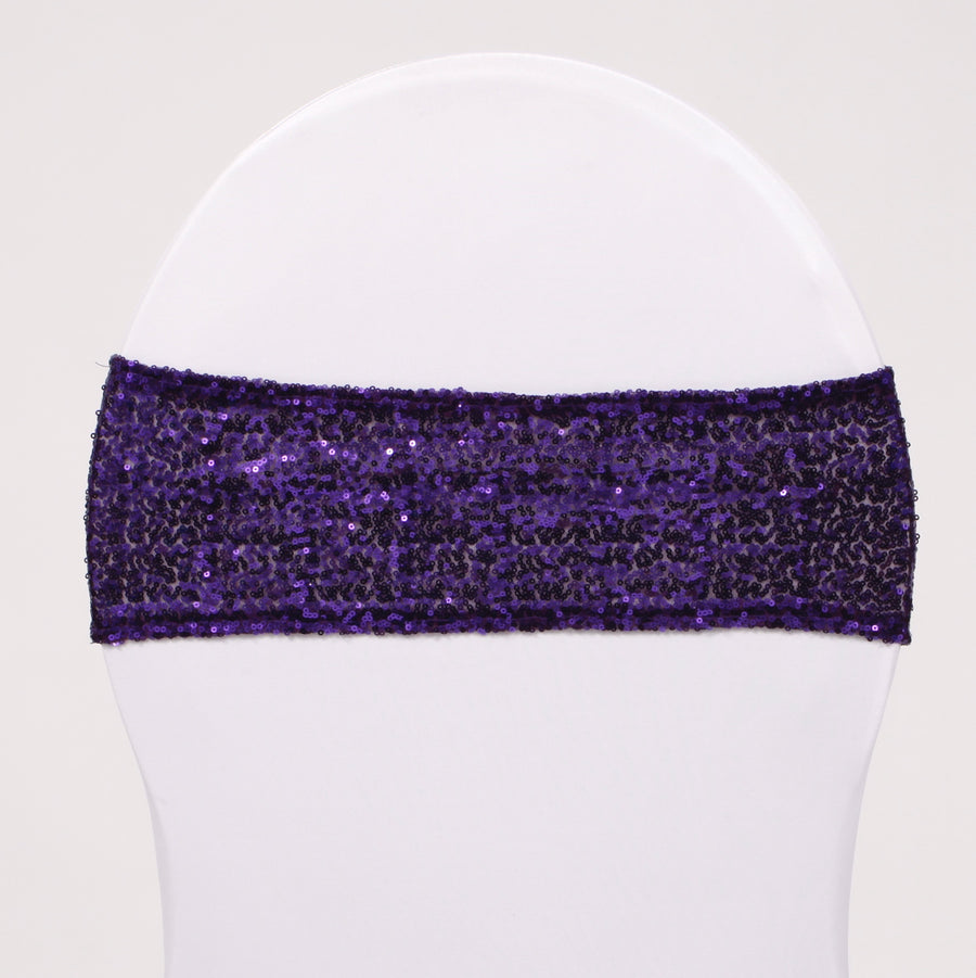 Sequin Lycra Chair Bands - Purple