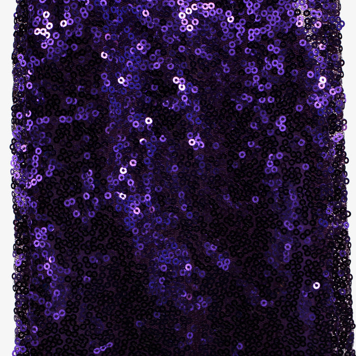 Sequin Lycra Chair Bands - Purple, close up of sequins