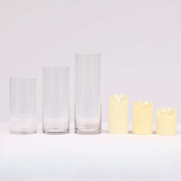 LED Candle & Vase Package (3 Candles, 3 Vases)