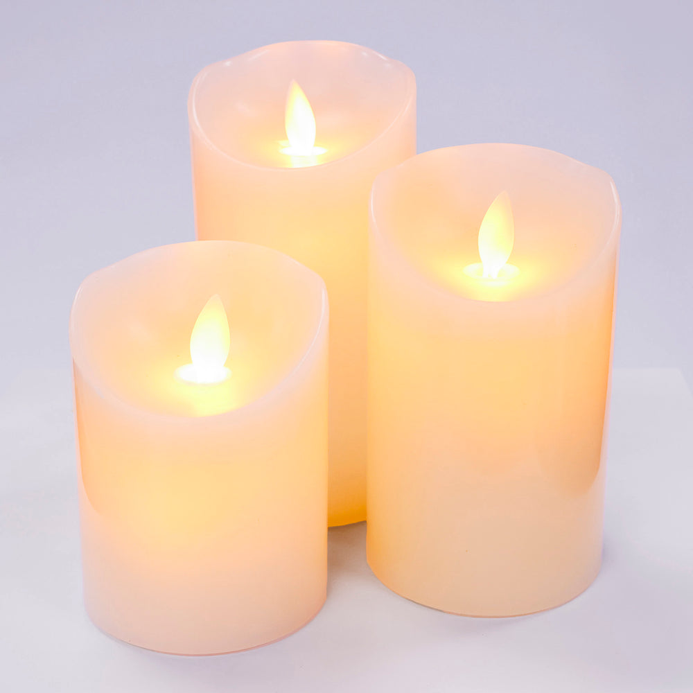 LED Flameless Flickering Wax Pillar Candle - Ivory (7.5x10cm) all candles