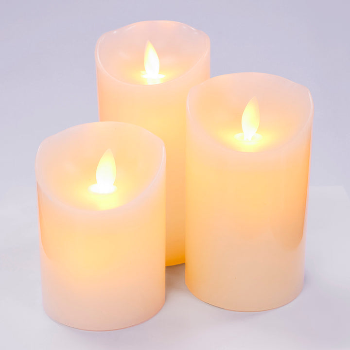 LED Flameless Flickering Wax Pillar Candle - Ivory (7.5x15cm) all candles