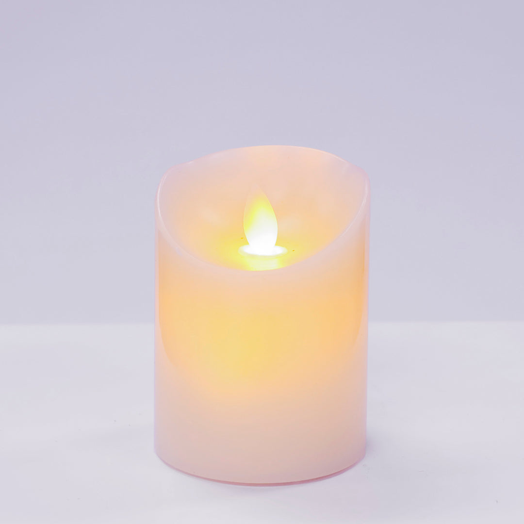 LED Flameless Flickering Wax Pillar Candle - Ivory (7.5x10cm)