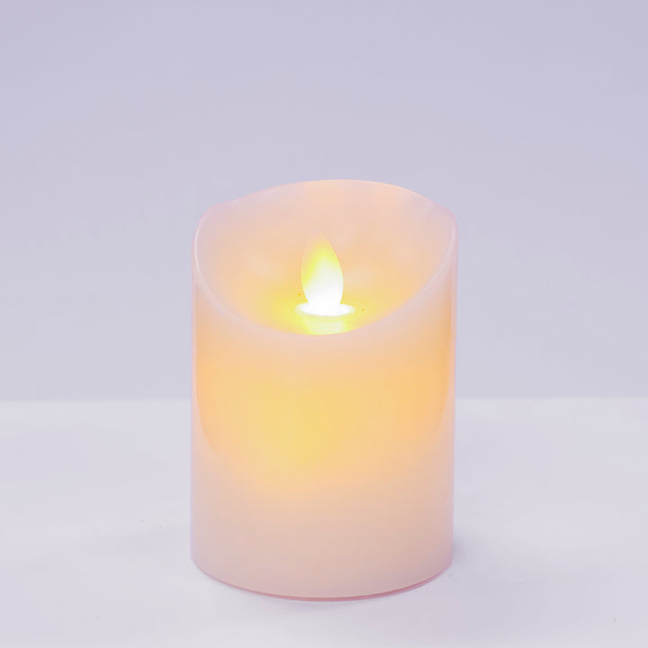 LED Flameless Flickering Wax Pillar Candle - Ivory (7.5x10cm)