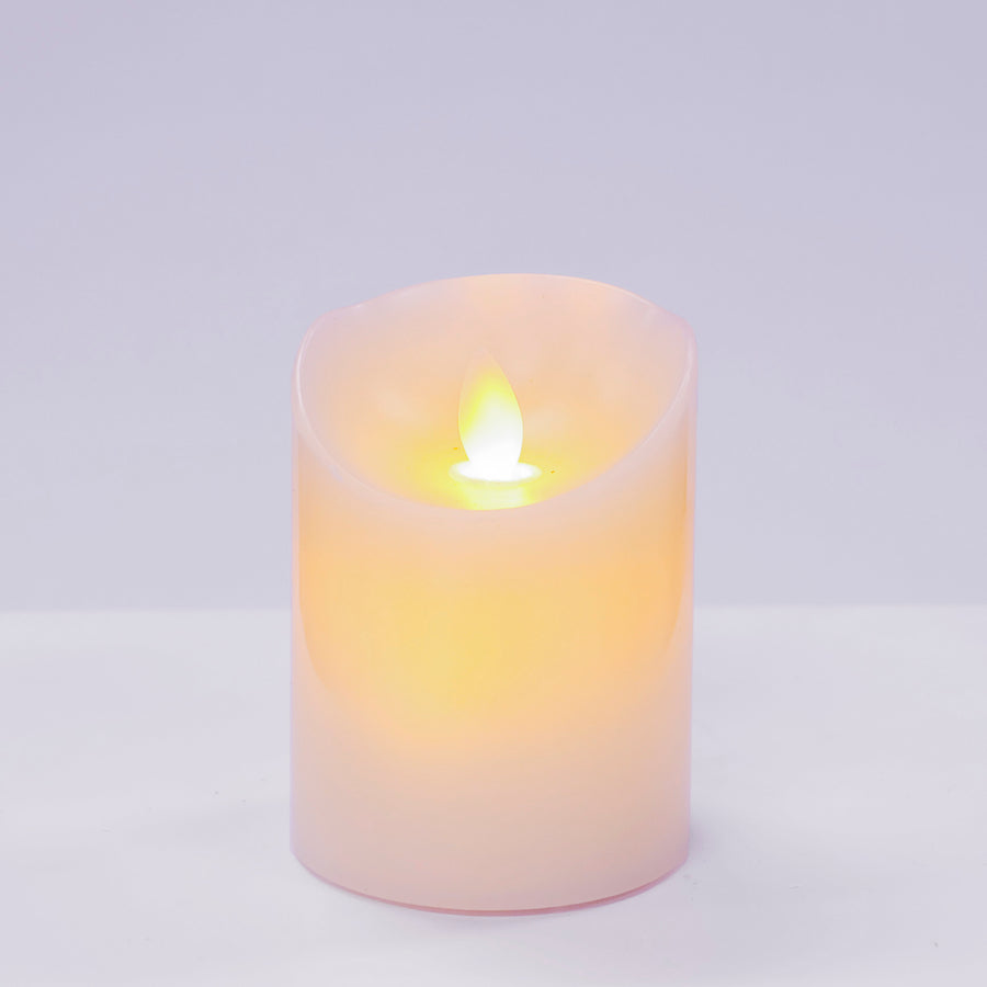 LED Flameless Flickering Wax Pillar Candle - Ivory (7.5x10cm)