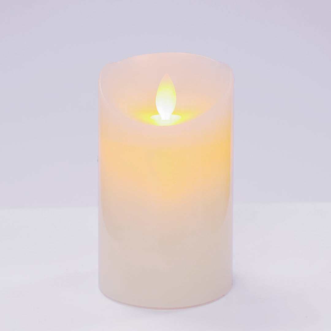 LED Flameless Flickering Wax Pillar Candle - Ivory (7.5x12.5cm)