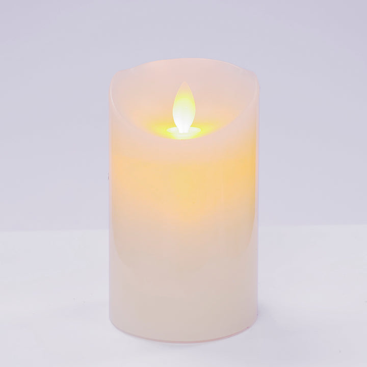 LED Flameless Flickering Wax Pillar Candle - Ivory (7.5x12.5cm)