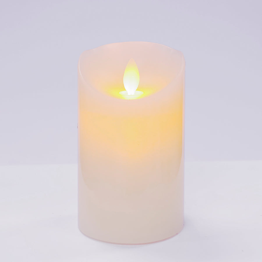 LED Flameless Flickering Wax Pillar Candle - Ivory (7.5x12.5cm)