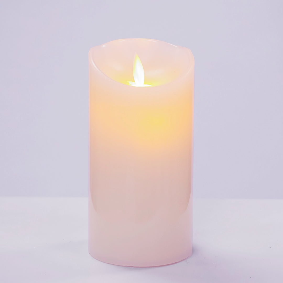 LED Flameless Flickering Wax Pillar Candle - Ivory (7.5x15cm)