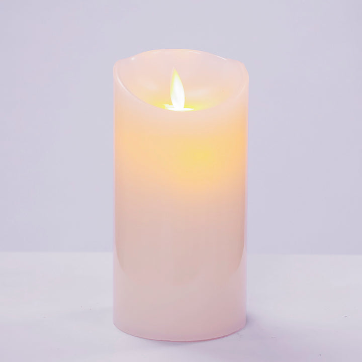LED Flameless Flickering Wax Pillar Candle - Ivory (7.5x15cm)