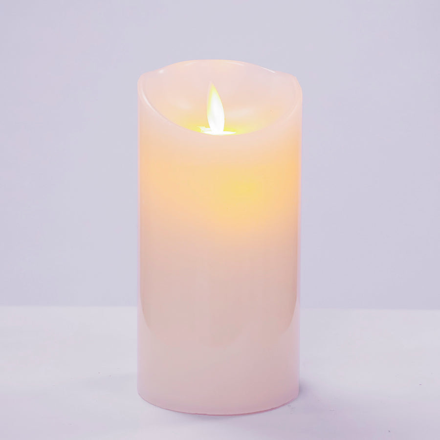 LED Flameless Flickering Wax Pillar Candle - Ivory (7.5x15cm)