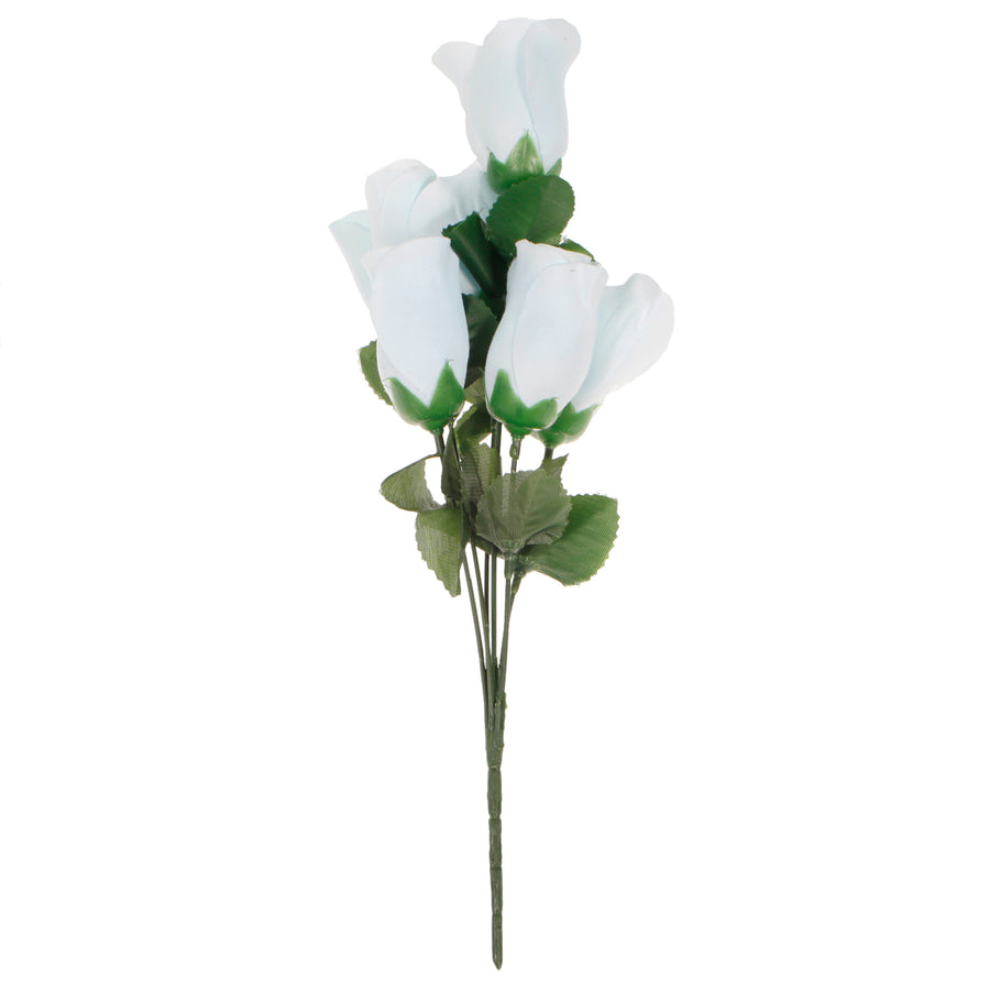 Artificial Silk Premium Rose Bud Bouquet - Light Blue