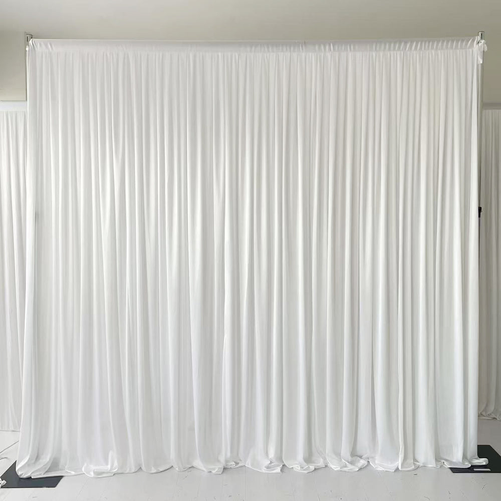 Lycra Backdrop Convertible Panels 1.6x3m - White, three panels gathered to create 3x3m backdrop