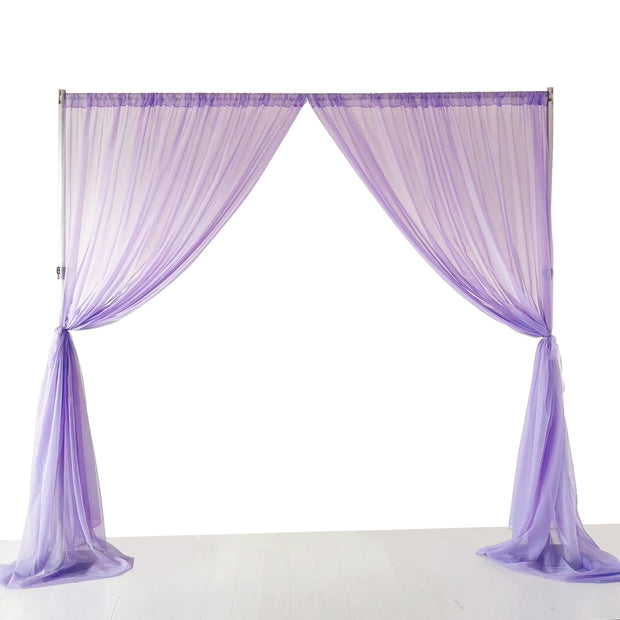 Chiffon Backdrop Curtain 3mx3m with Centre Split and Ties - Lavender