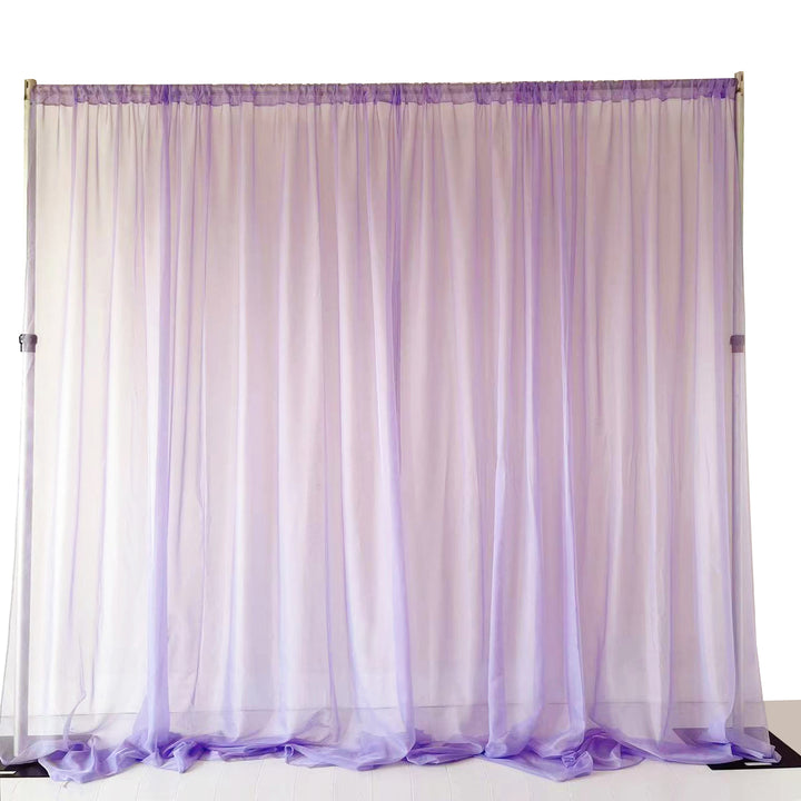 CLEARANCE Chiffon Backdrop Curtain 3mx3m with Centre Split and Ties - Lavender