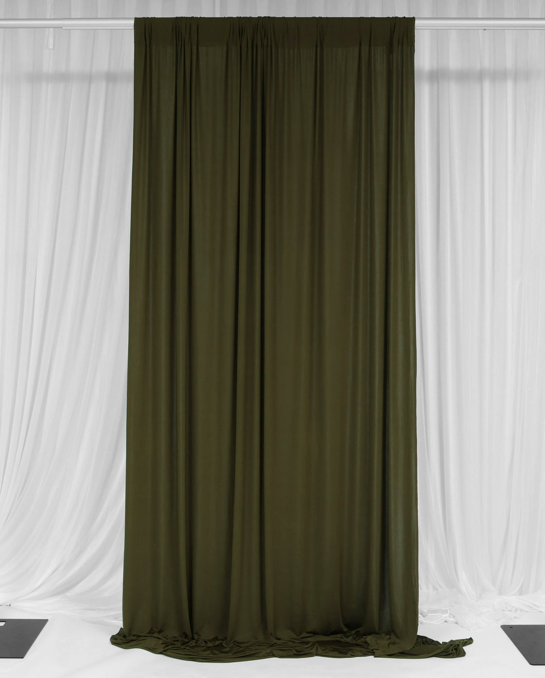 Lycra Backdrop Convertible Panels - Olive Green (1.6x3m) curtain style