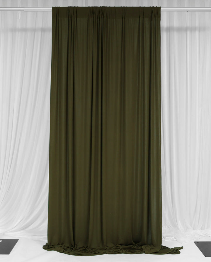 Lycra Backdrop Convertible Panels - Olive Green (1.6x3m) curtain style
