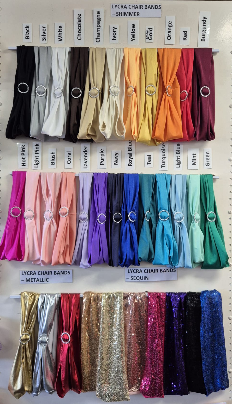 Luna Events Lycra Chair Band Colour Range