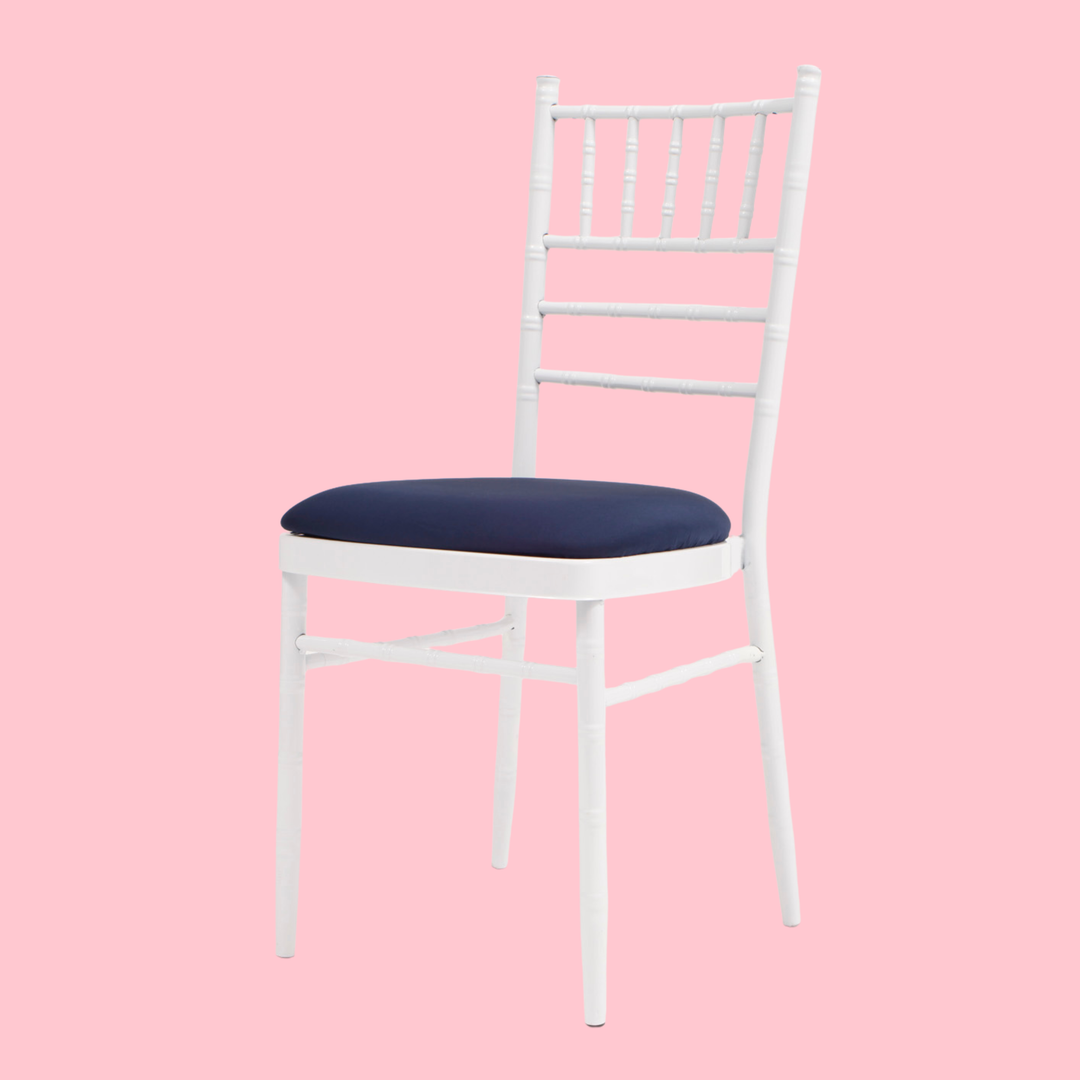 Lycra Cushion Cover - Navy, on white chair