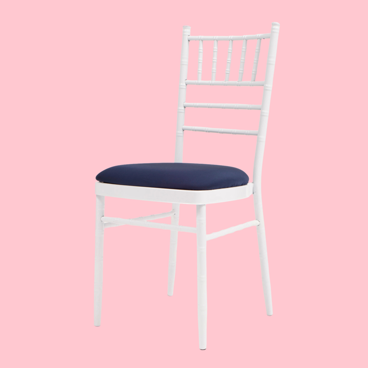Lycra Cushion Cover - Navy, on white chair