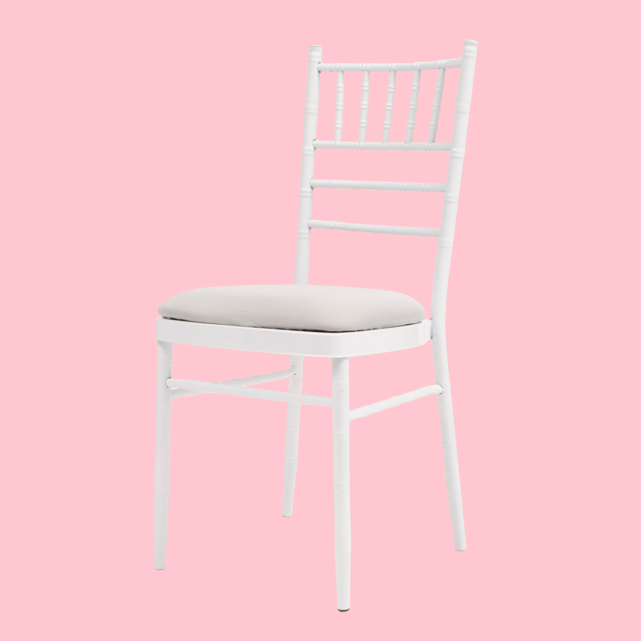 Lycra Cushion Cover - Silver, on white chair