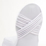 Madrid White Lycra Chair Covers (180gsm) close back detail