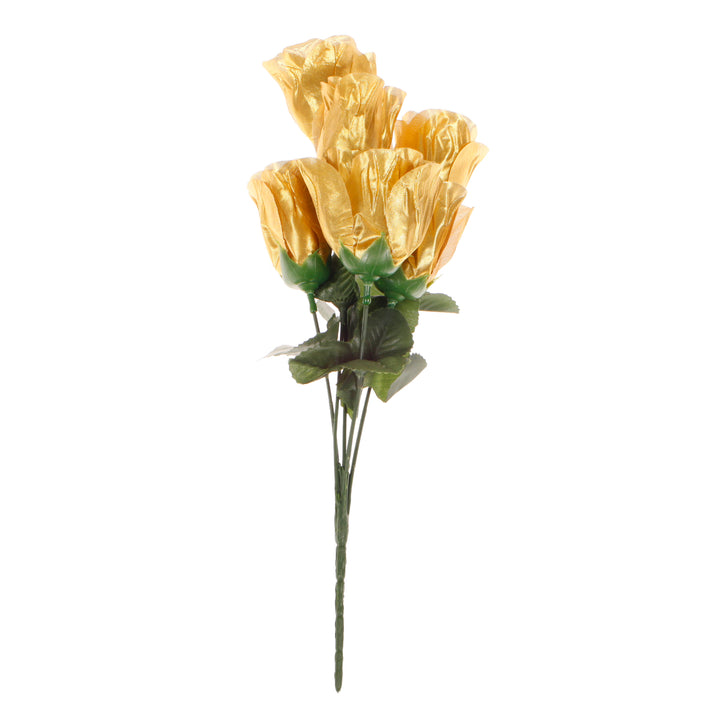 Artificial Silk Premium Rose Bud Bouquet - Gold