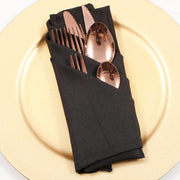 Cloth Napkins - Black (50x50cm) with rose gold cutlery