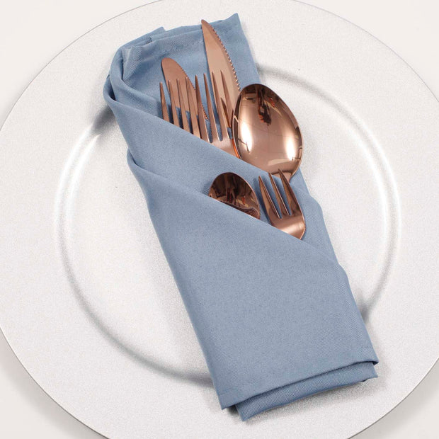 Cloth Napkins - Dusty Blue (50x50cm) with rose gold cutlery