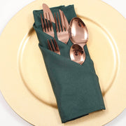 Cloth Napkins - Hunter Green (50x50cm) with rose gold cutlery