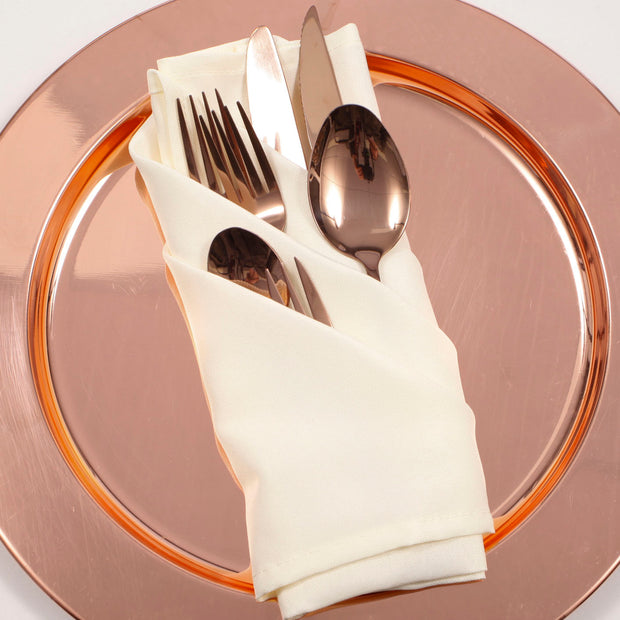 Cloth Napkins - Ivory (50x50cm) with rose gold cutlery
