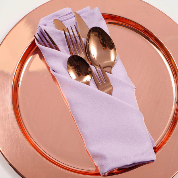 Cloth Napkins - Lavender (50x50cm) with rose gold cutlery
