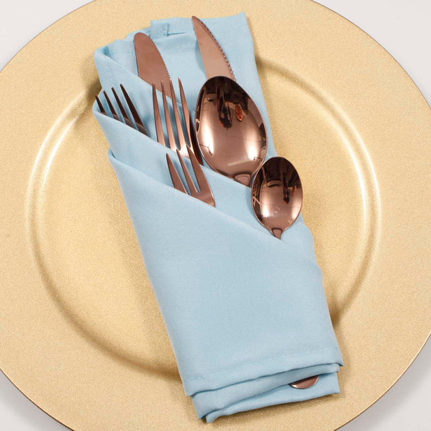 Cloth Napkins - Light Blue (50x50cm) with rose gold cutlery