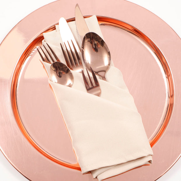 Cloth Napkins - Linen Colour (50x50cm) with rose gold cutlery set