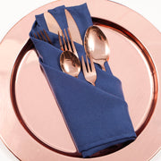Cloth Napkins - Navy  (50x50cm) with rose gold cutlery set