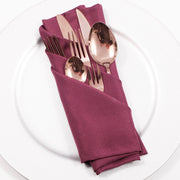 Cloth Napkins - Plum (50x50cm) - Deep Purple with rose gold cutlery set