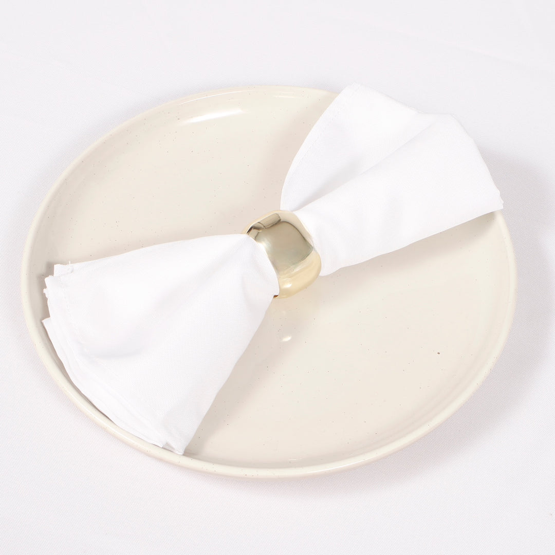 Gold Napkin Ring - Classic Luxe Style with napkin on a plate